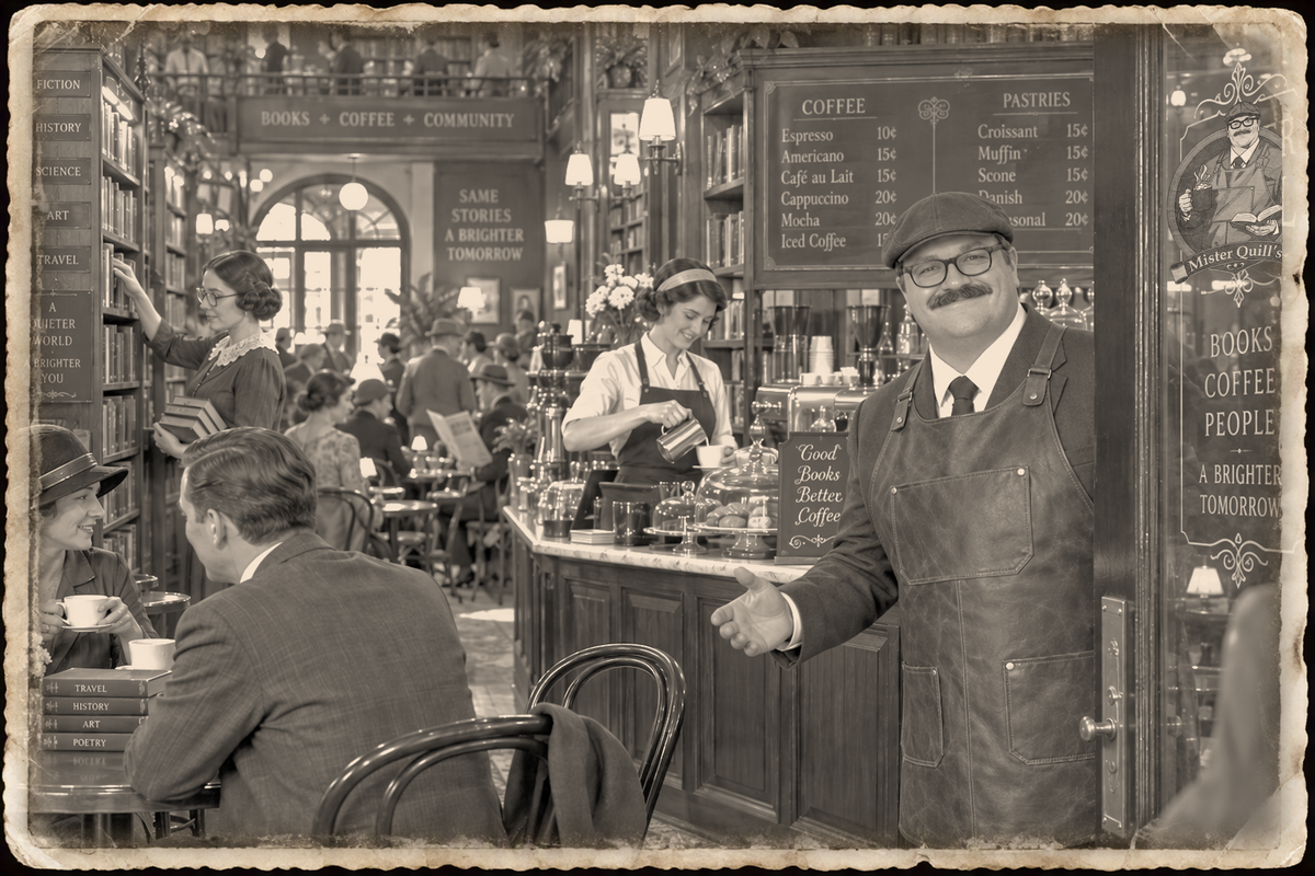 An Evening at Mister Quill’s: A 1920s-Inspired Virtual Bookstore Café