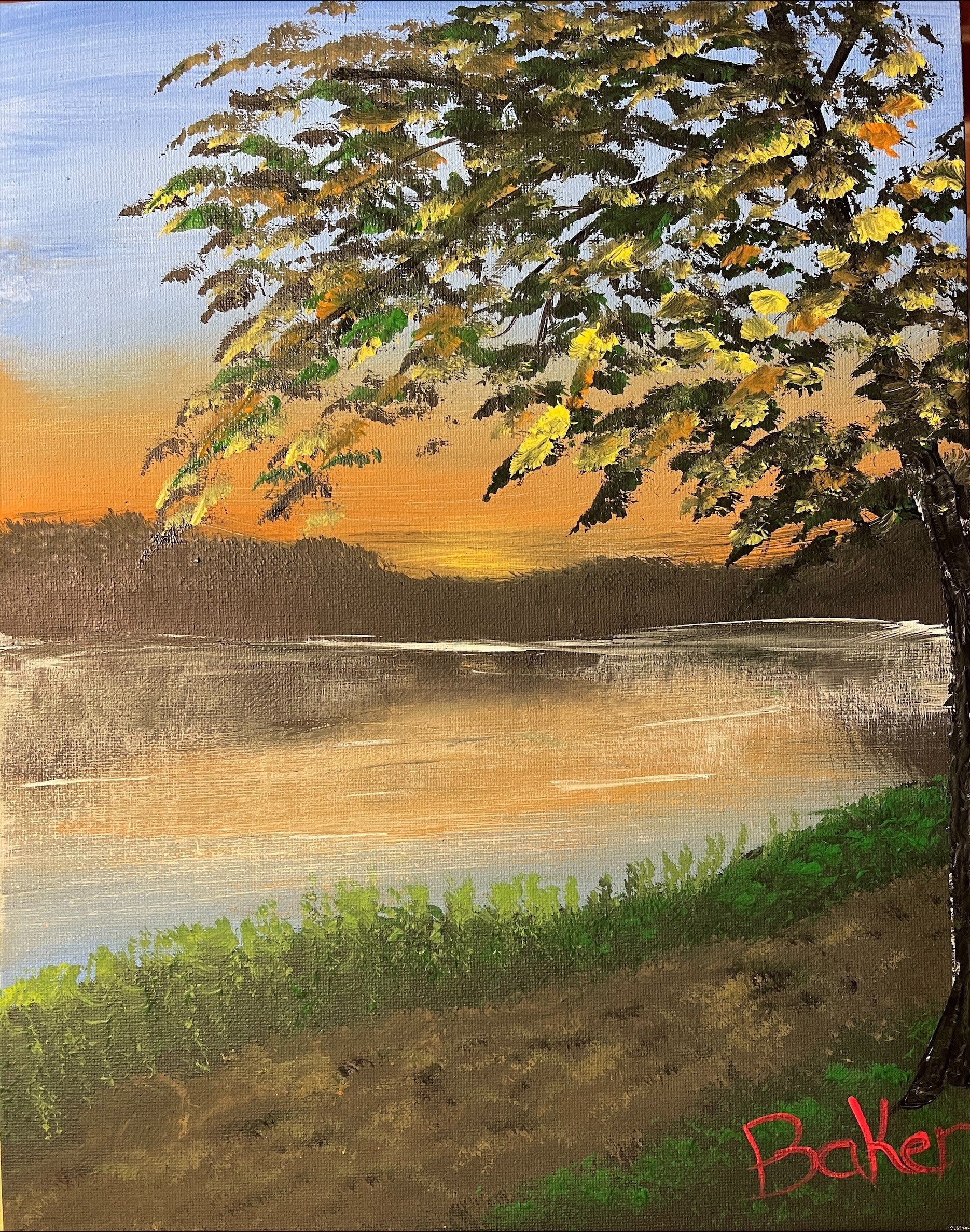 Lake Walk View 11" x 14" Landscape Painting. 1 of 1 original.