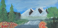 Mountain River Waterfall 24" x 12" Landscape Painting. 1 of 1 original.