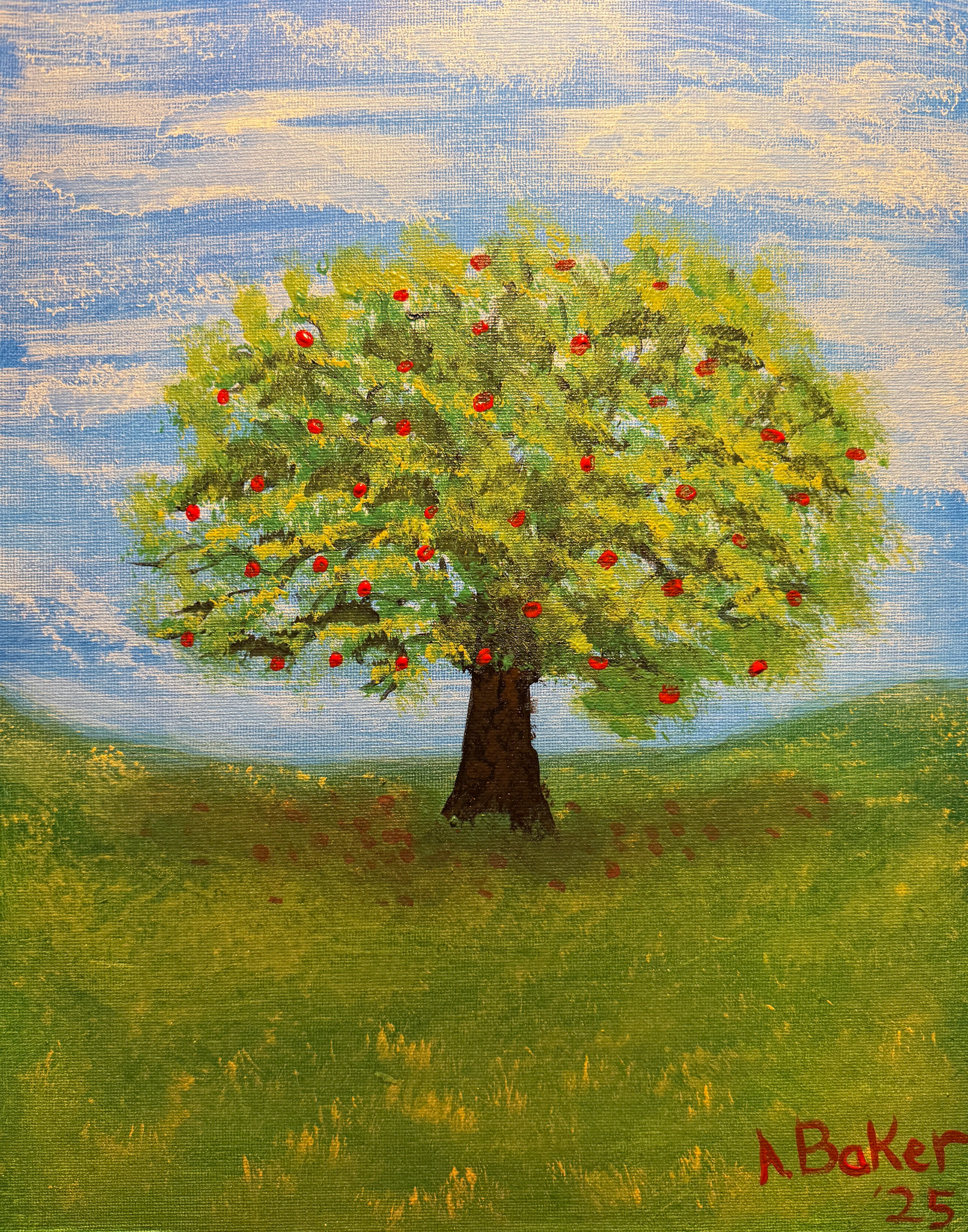 Apple Tree 11" x 14" Landscape Painting. 1 of 1 original.