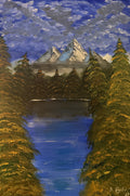 Distant Lake and Cloudy Sky 24" x 36" Landscape Painting. 1 of 1 original.